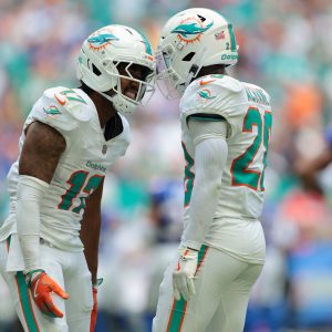 Jaylen Waddle and De'Von Achane